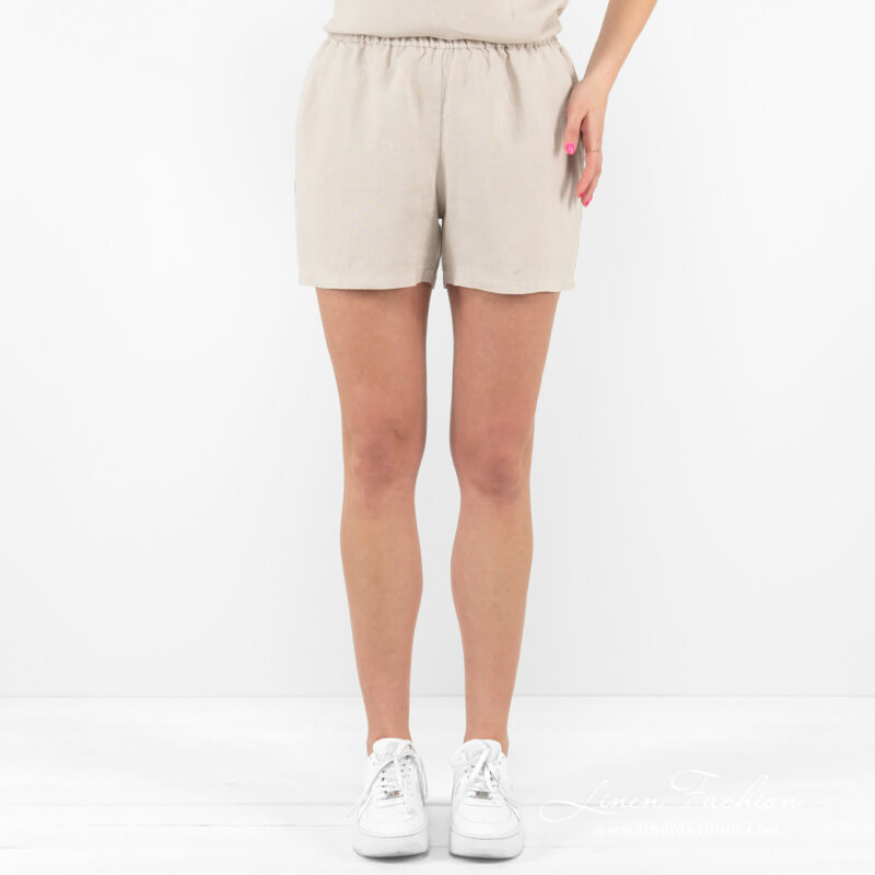 beige linen shorts, washed.