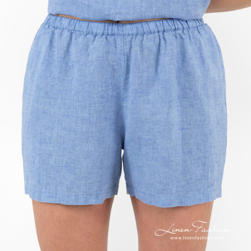 light blue linen shorts, washed.
