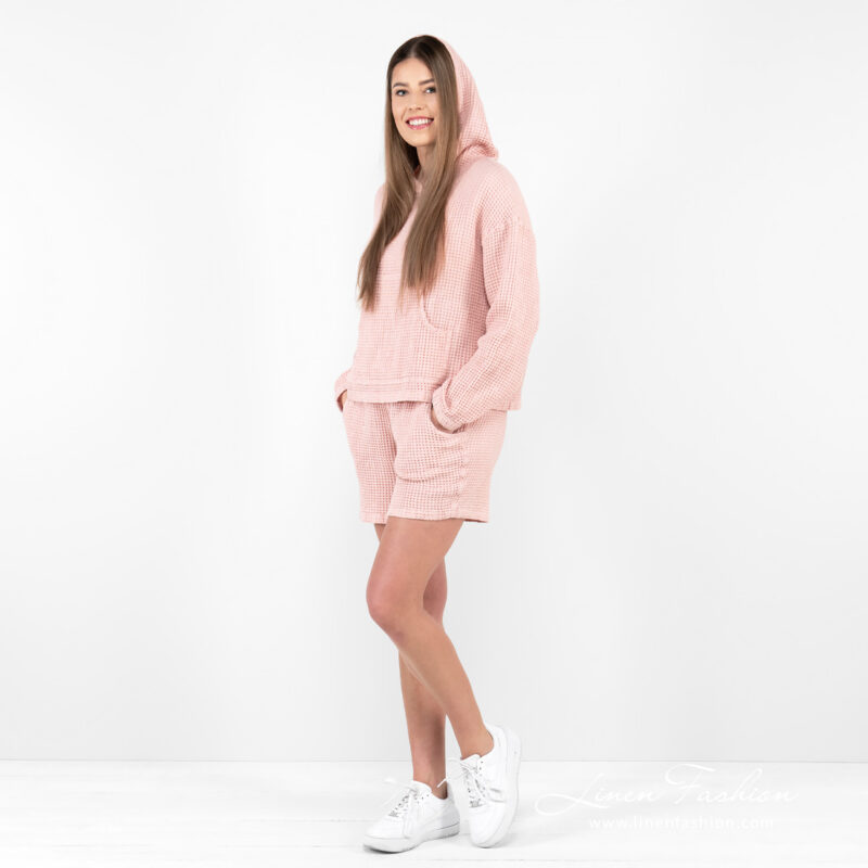 pink shorts linen cotton, washed.