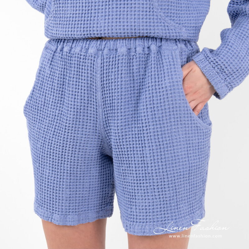 linen cotton shorts violet blue.