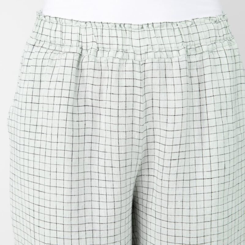 Checked linen greenish pants elasticated waist
