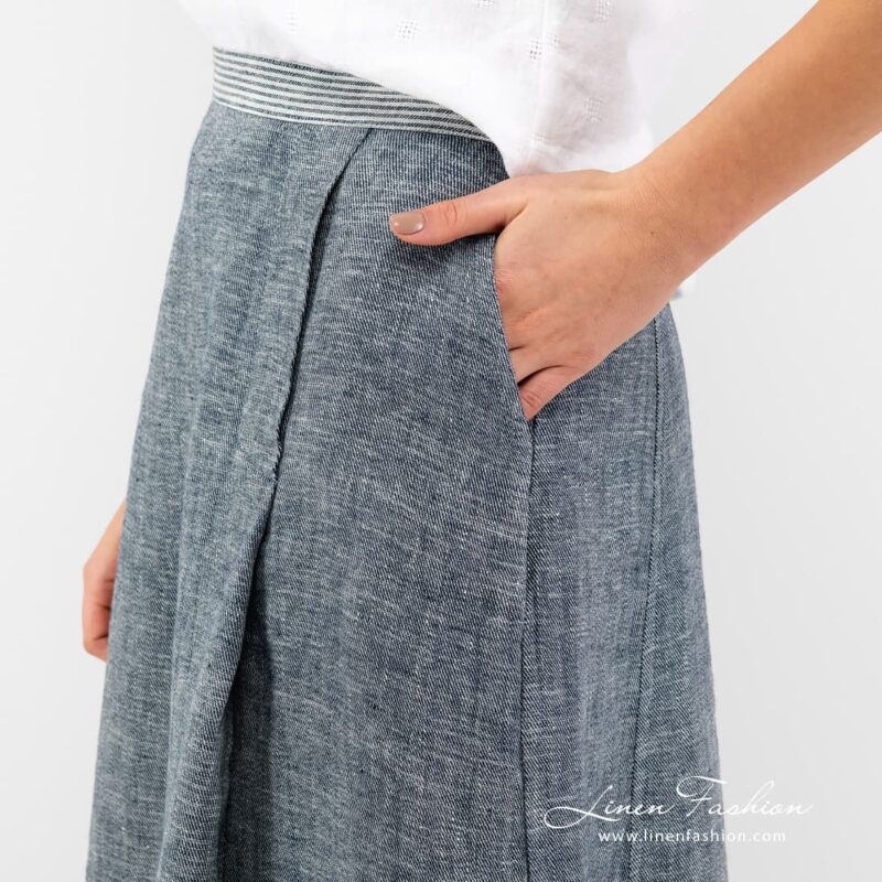 AZORA blue linen skirt.
