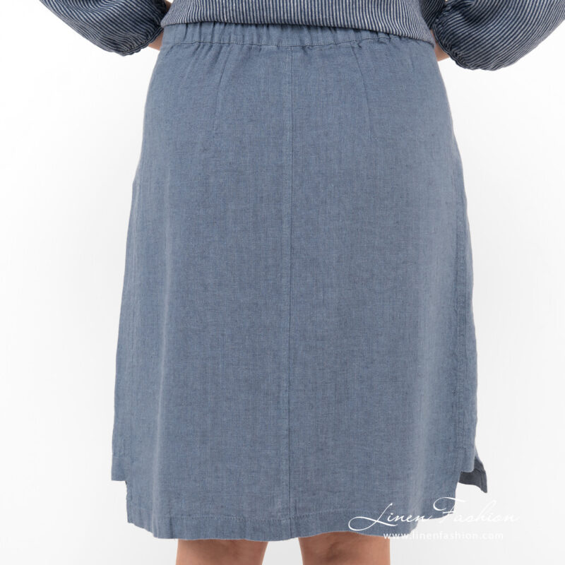 blue linen skirt from backside.