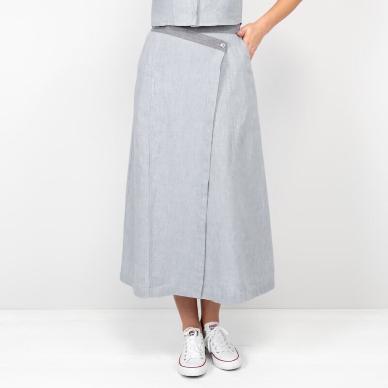 grey linen skirt wrap type