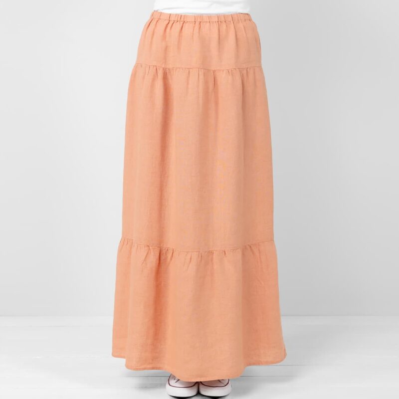 Linen light orange skirt