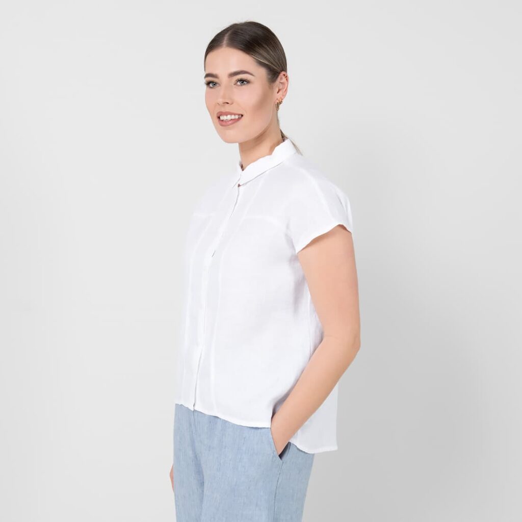 KRISTI Bluse weiß 5 Linen shirt, optical white, longer back