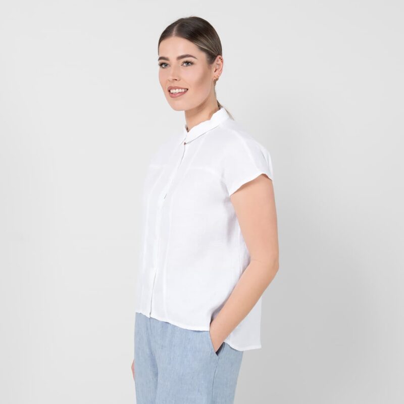 Linen shirt, optical white, longer back