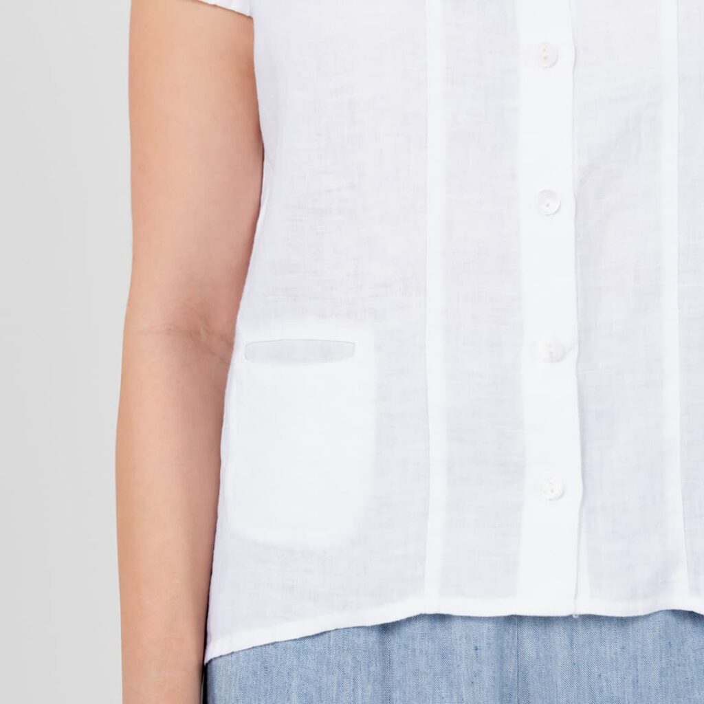 KRISTI Bluse weiß 4 Linen shirt, optical white, small pocket