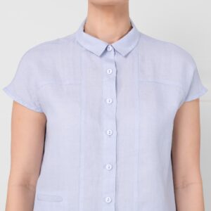 Linen bluish-grey shirt, classic collar