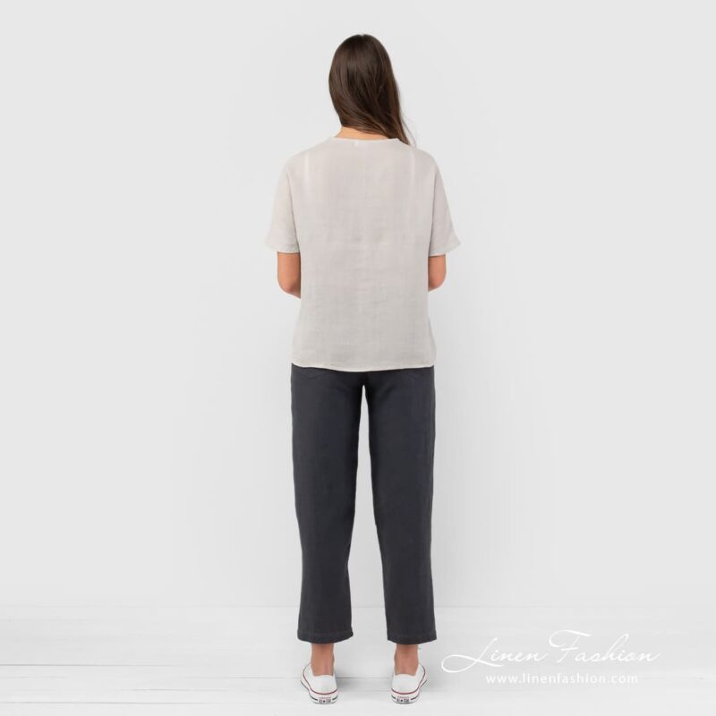 VIETNAM light grey linen blouse back side