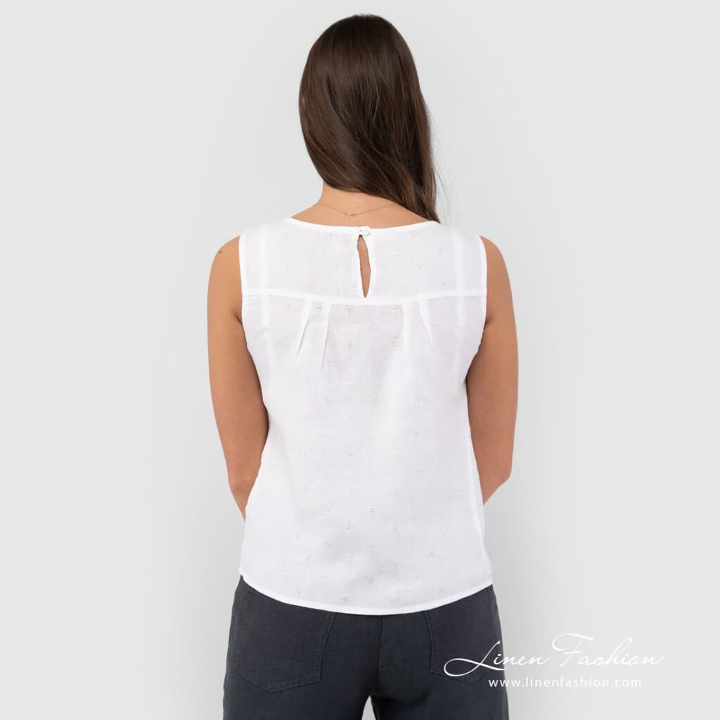 TATU Bluse weiß 3 TATU white linen blouse back pleats