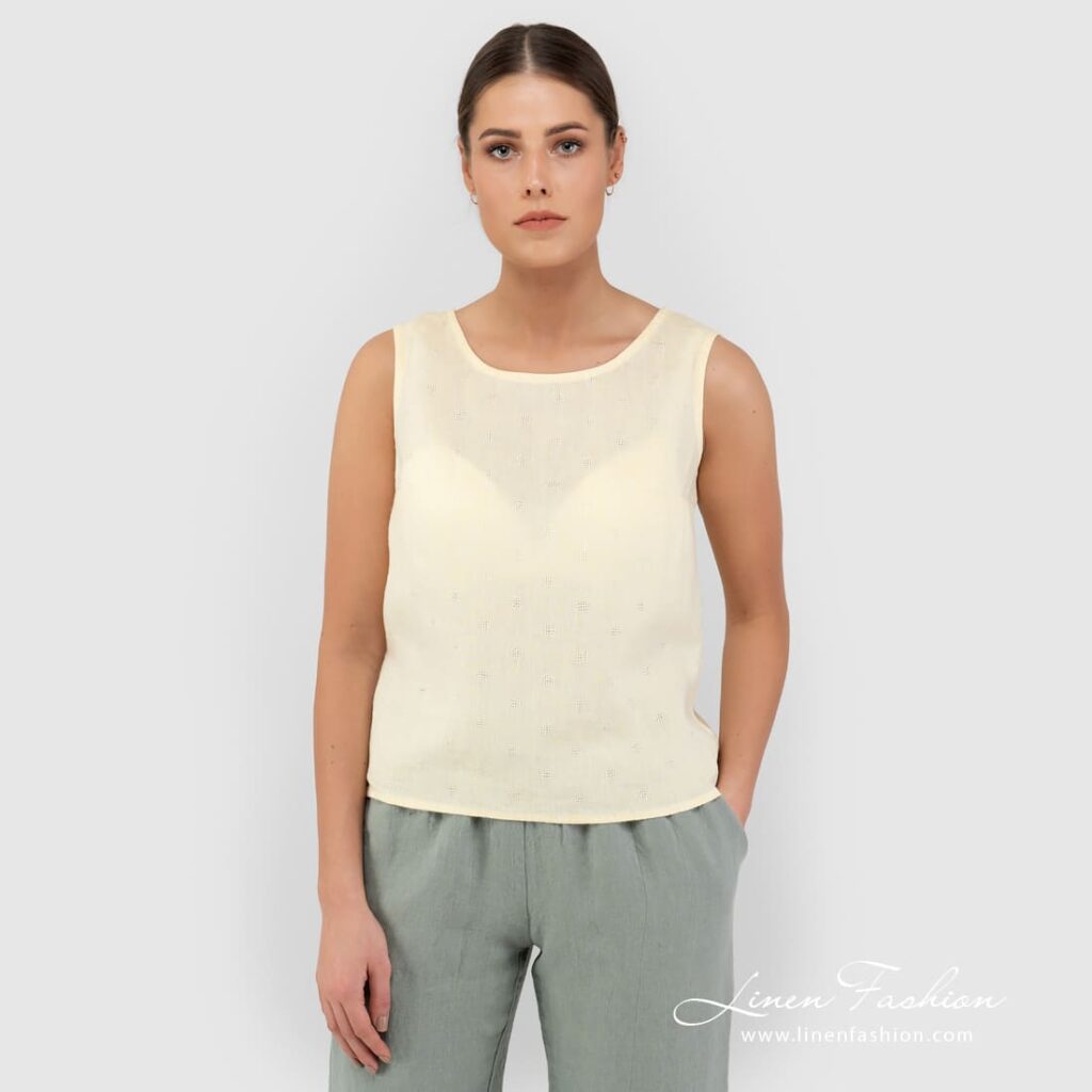 TATU Bluse hellgelb 1 TATU soft yellow linen blouse