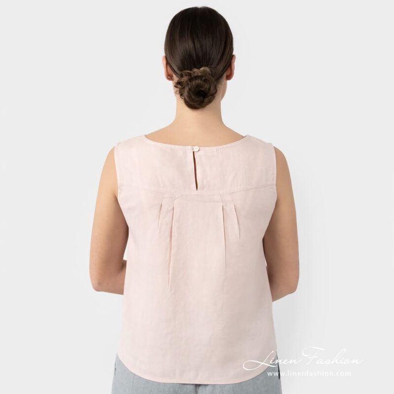TATU rosy linen blouse with pleats and button on the back