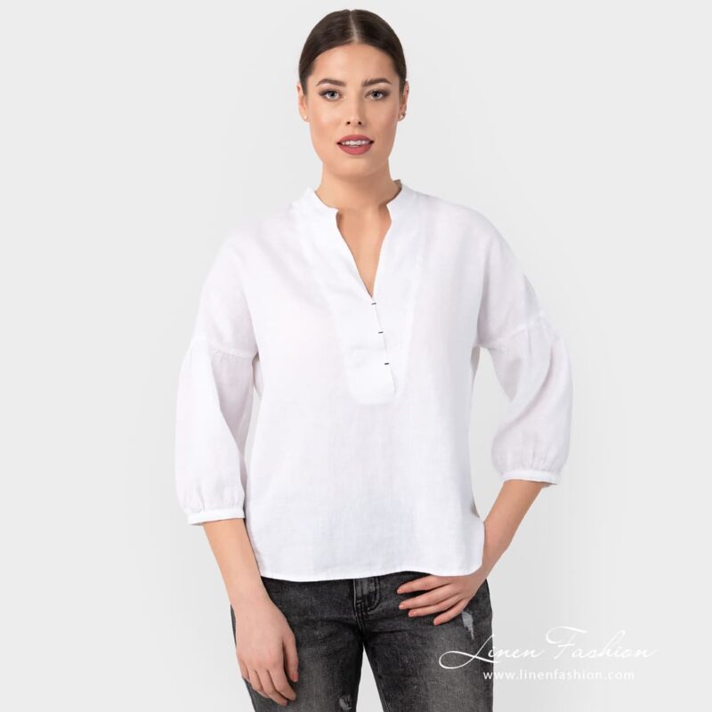 PALMA white linen blouse