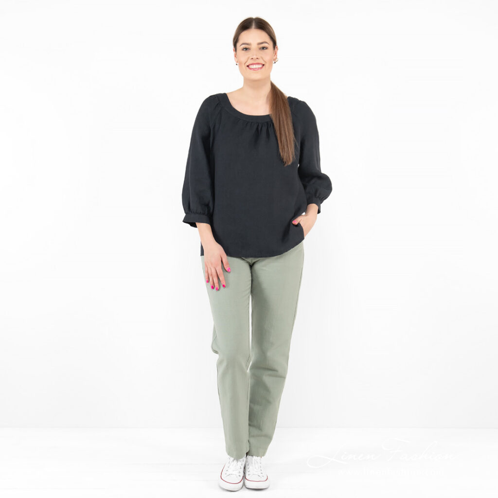 FREDA Bluse dunkelblau 2 navy linen blouse