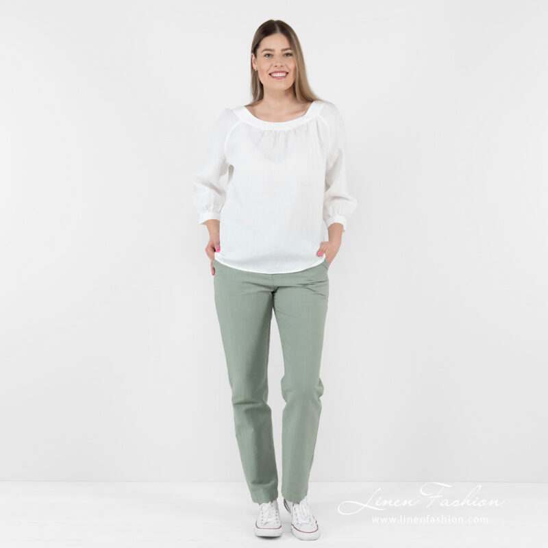 linen blouse white, full view.