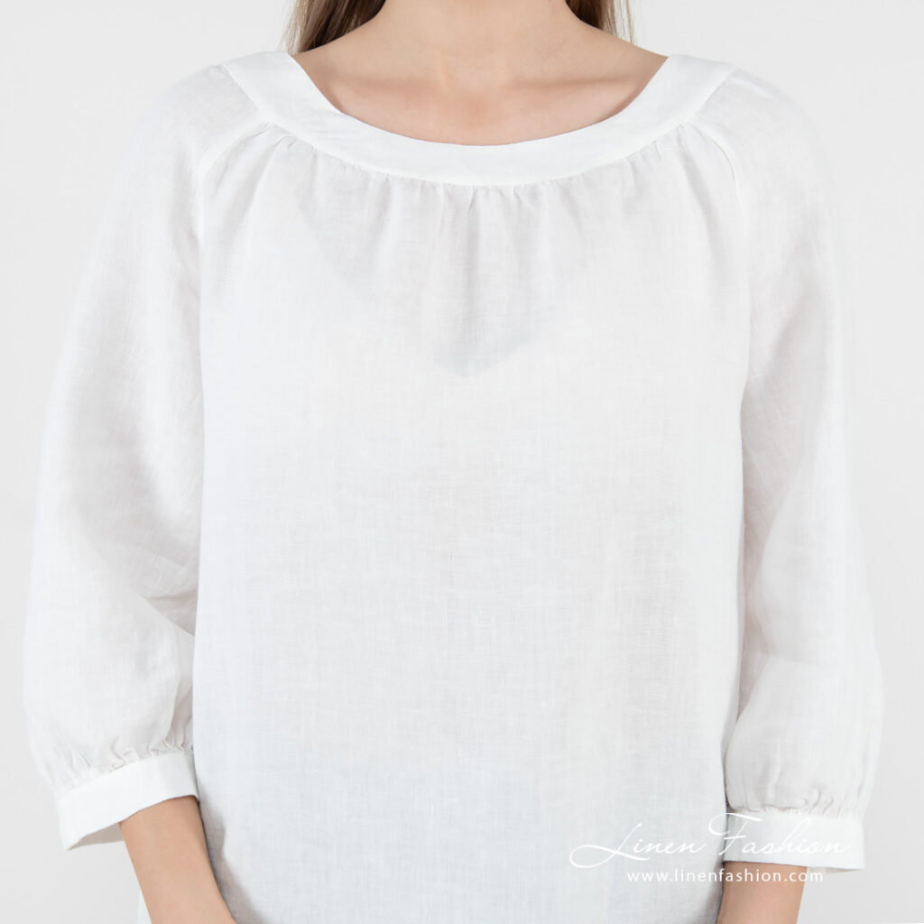 FREDA Bluse schneeweiß 4 linen blouse white with 3/4 sleeves.