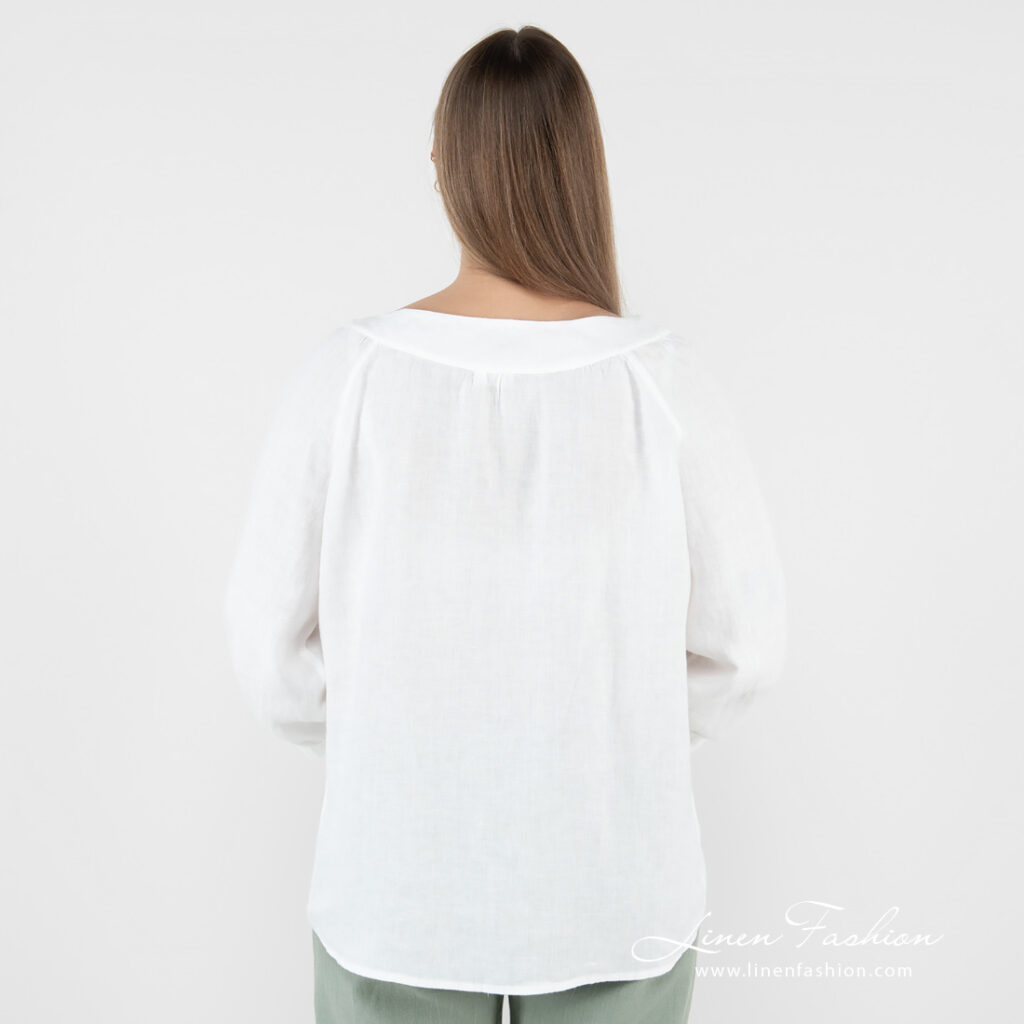 FREDA Bluse schneeweiß 6 linen blouse white from backside.