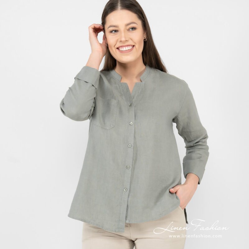 green linen blouse, washed.