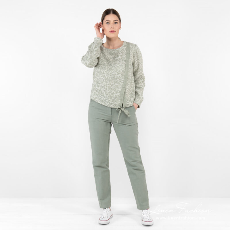 green flower blouse.