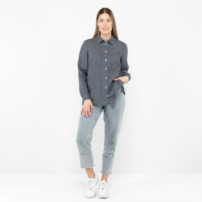 linen striped blouse washed.