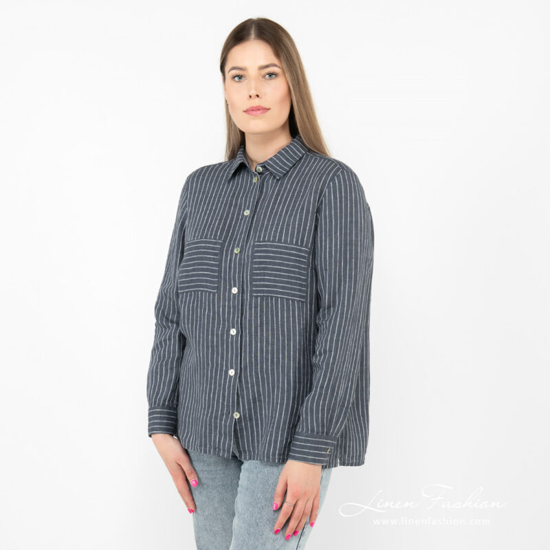 linen striped blouse long sleeves.