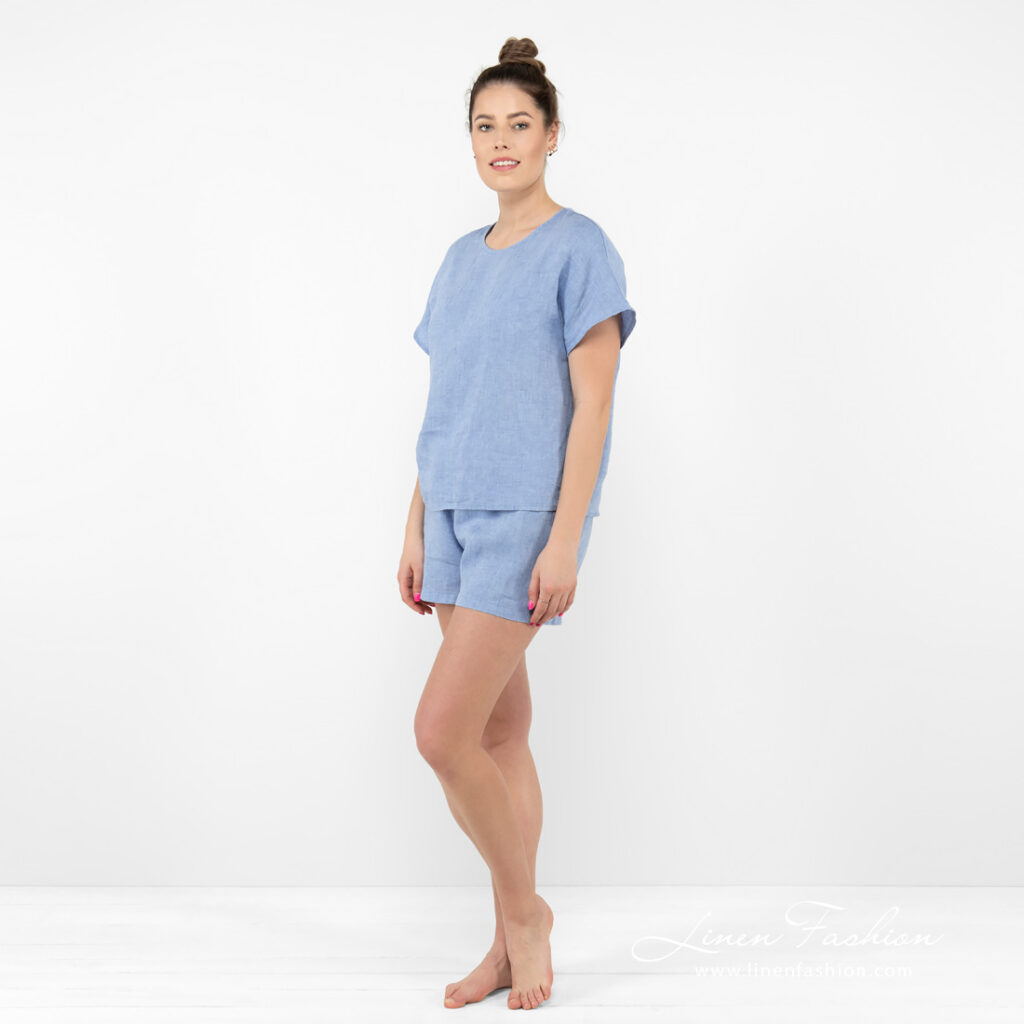 DARREN Bluse hellblau 2 linen blue blouse.