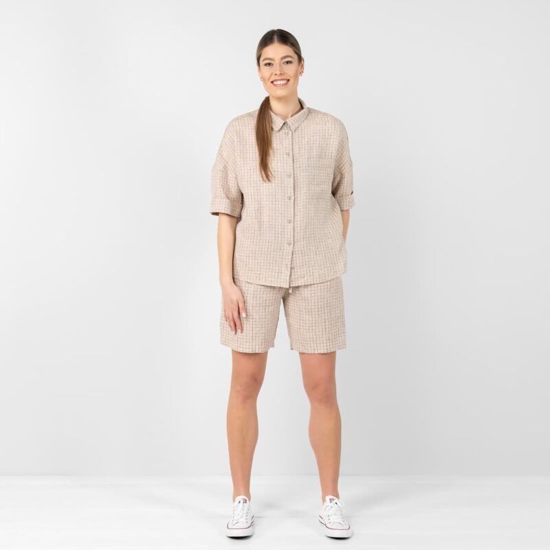 Linen brownish checked shirt