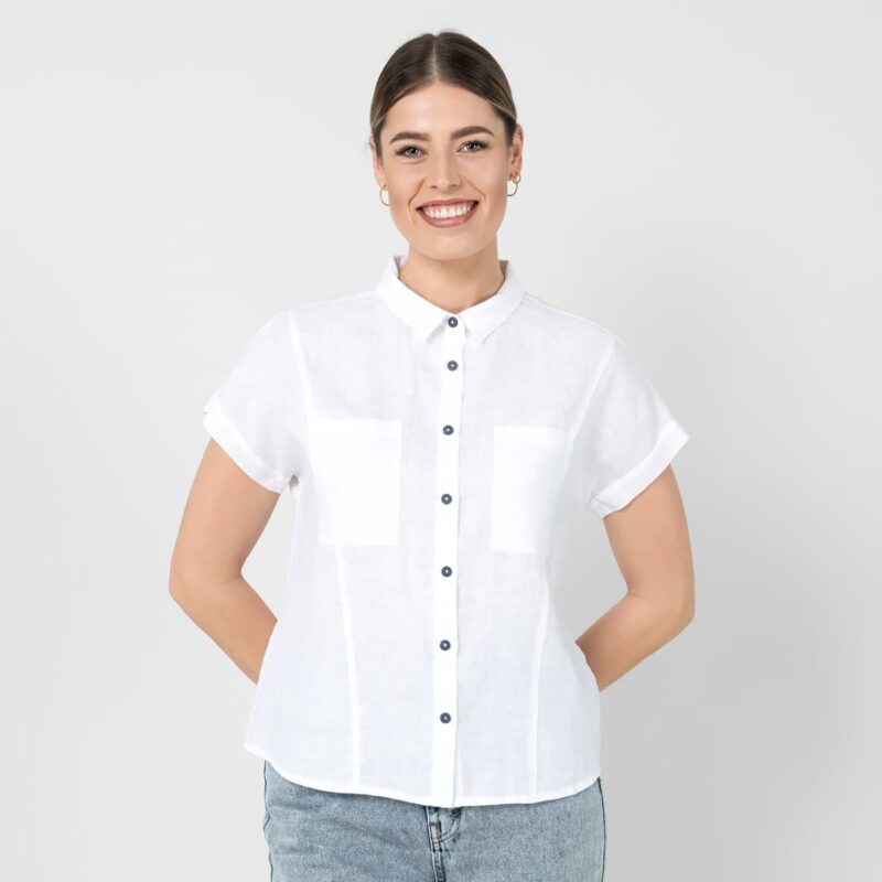 Optical white linen shirt