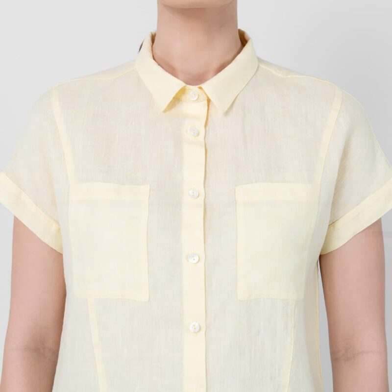 Light yellow linen shirt, two front pockets