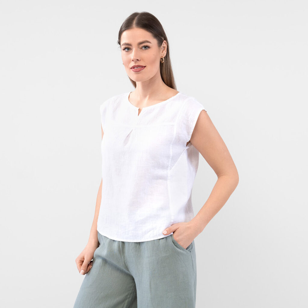 YUTA Bluse schneeweiß 3 YUTA Linen optical white blouse