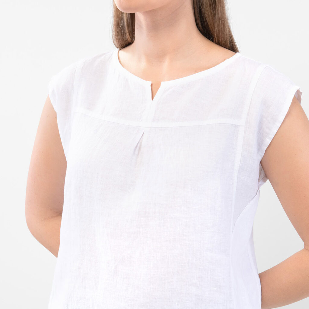 YUTA Bluse schneeweiß 4 YUTA Linen optical white blouse, round neckline