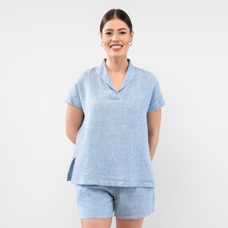 LOGAN BEY Bluse blau