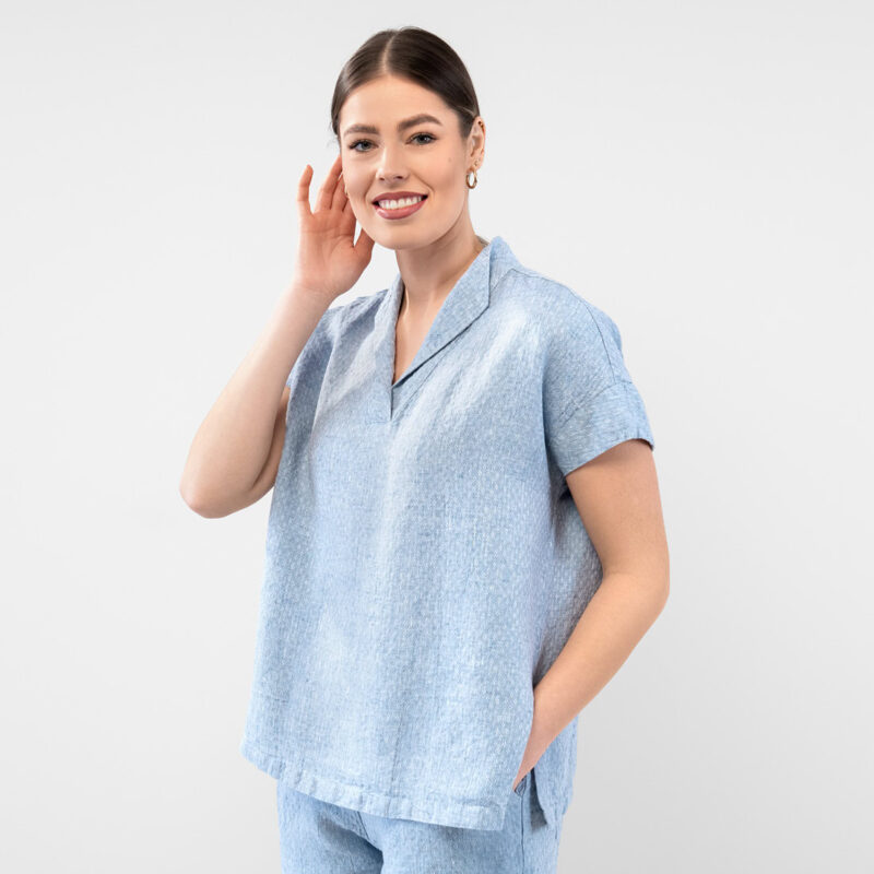 LOGAN BEY Bluse blau – Bild 4