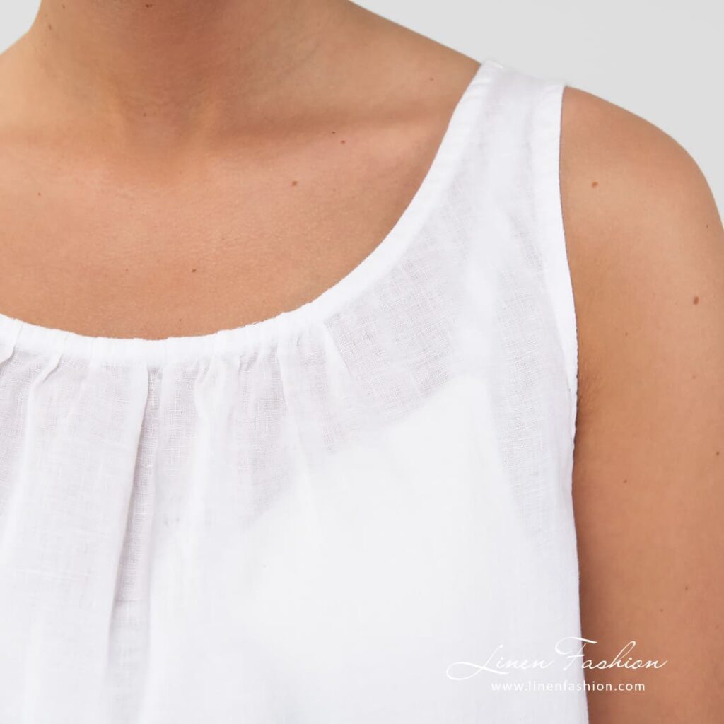 BAHAMA Nachthemd weiß 4 BAHAMA white linen nightgown pleats