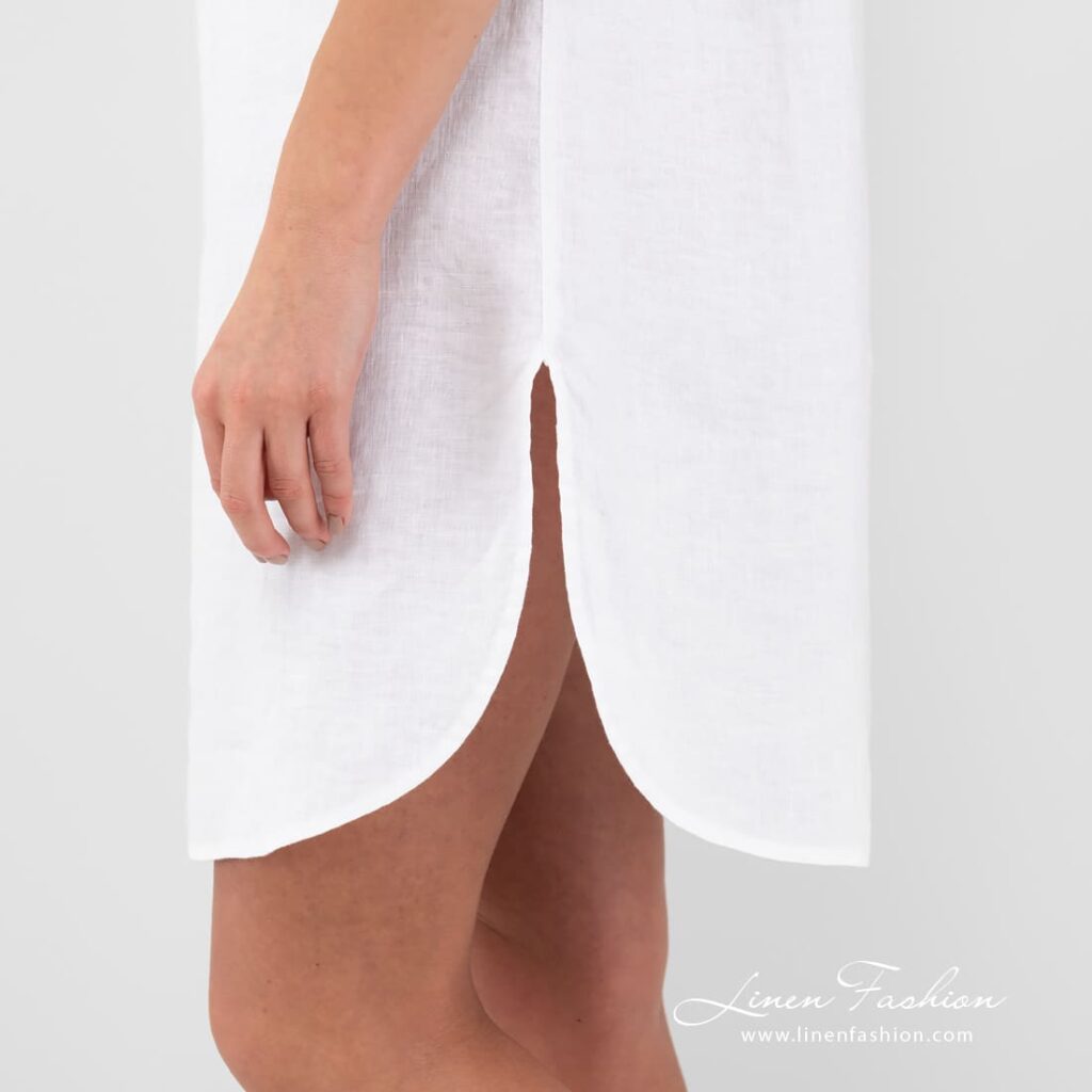 BAHAMA Nachthemd weiß 5 BAHAMA white linen nightgown slits on the sides