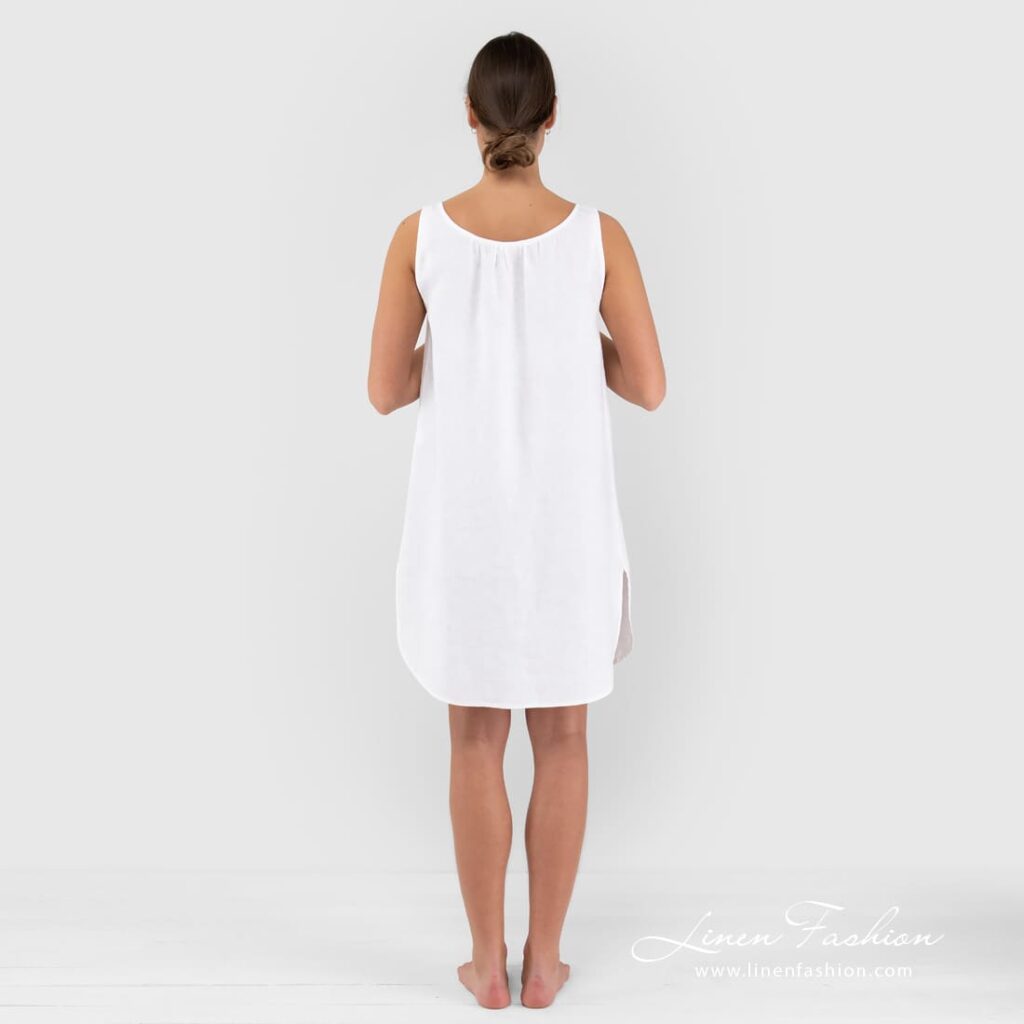 BAHAMA Nachthemd weiß 6 BAHAMA white linen nightgown back side