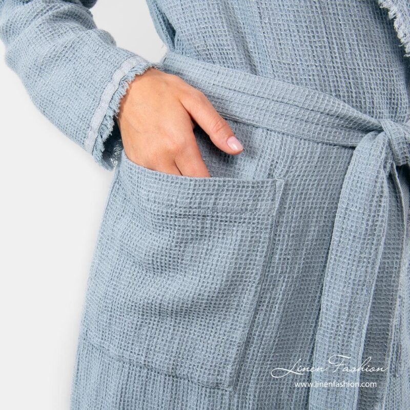 Linen bathrobe for women with pockets