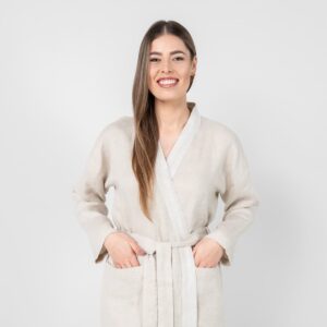 Beige bathrobe for women