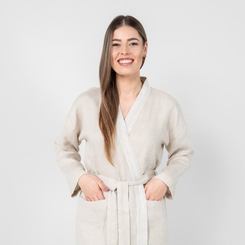 Beige bathrobe for women