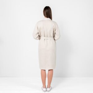 Beige bathrobe for women, wide waist tie