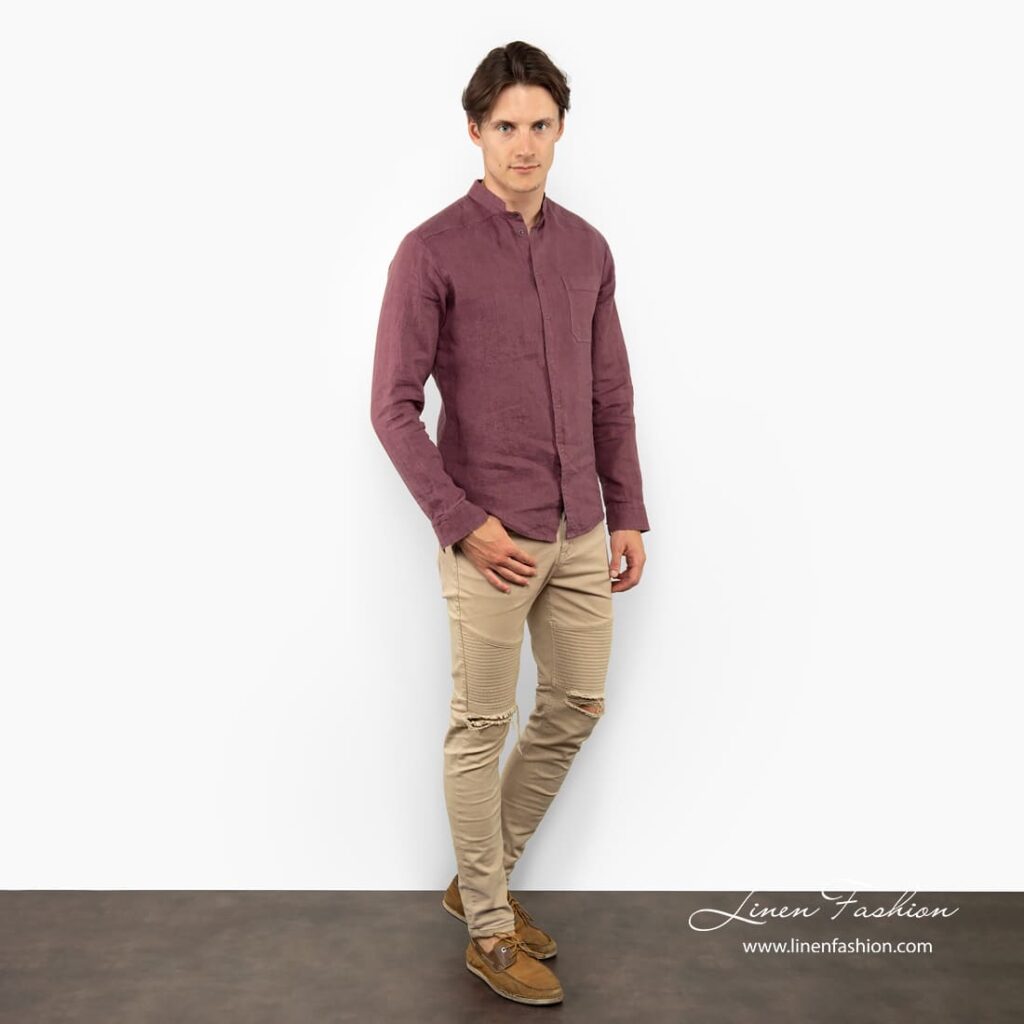 ANDY Hemd kirschrot 2 ANDY cherry linen shirt full size