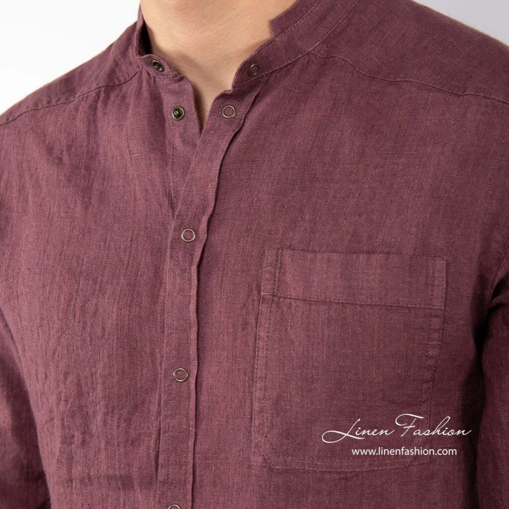 ANDY Hemd kirschrot 3 ANDY cherry linen shirt pocket