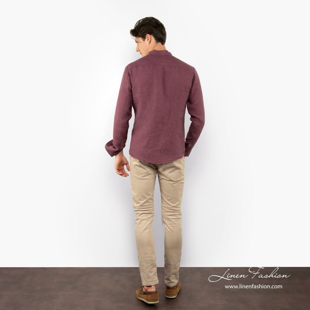 ANDY Hemd kirschrot 5 ANDY cherry linen shirt from back side