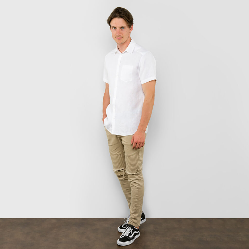 HARVY Hemd weiß 2 Optical white linen men's shirt, full view