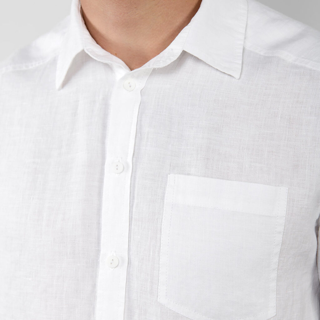 HARVY Hemd weiß 3 Optical white linen men's shirt, regular collar
