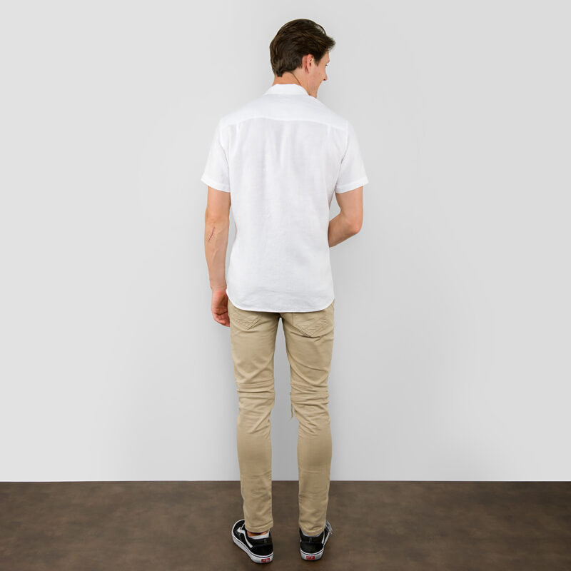 Optical white linen men's shirt, backside