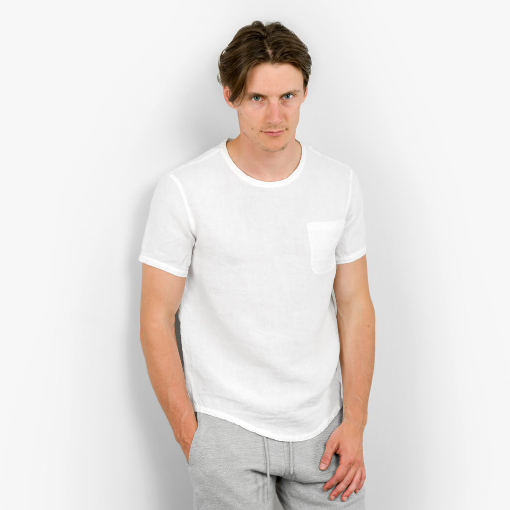 WINDO T-Shirt weiß 1 Simple white linen men's shirt