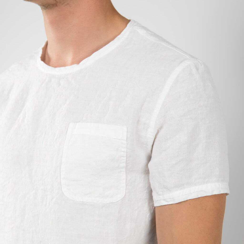 WINDO T-Shirt weiß 3 Simple white linen men's shirt with pocket