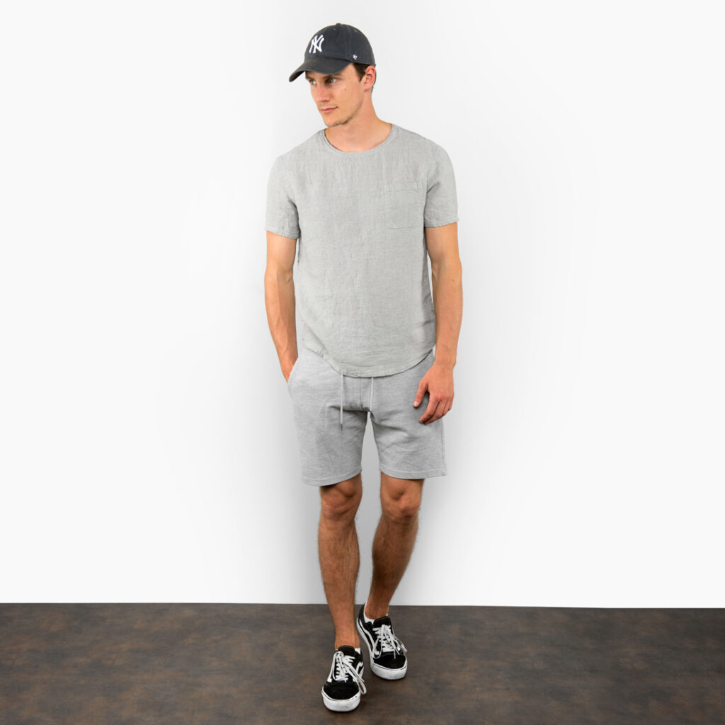 WINDO T-Shirt hellgrau 2 Simple grey linen men's shirt, full view